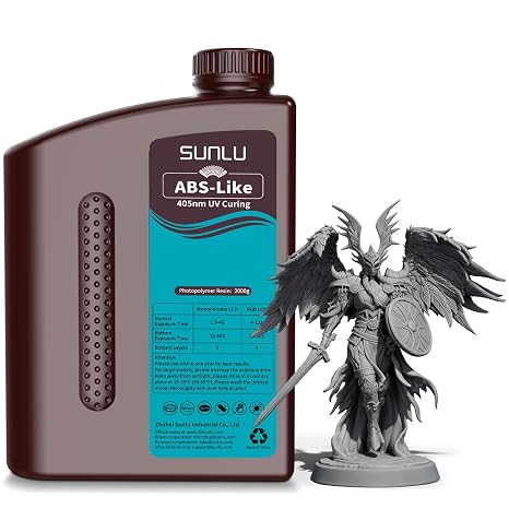 SUNLU ABS Like Resin 3D Printer Resin 2KG, 405nm UV Curing Photopolymer Rapid 3D Resin for 2K 4K 6K 8K LCD/DLP/SLA 3D Printers, Non-Brittle & High Precision & Low Shrinkage, 2000g Dark Grey