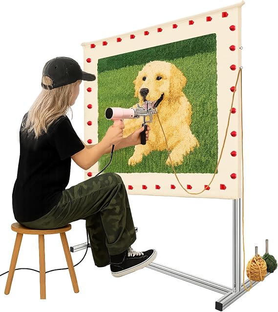 Tufting Frame, Adjustable Rug Tufting Frame Kit for Rug Making, DIY Crafts, Durable Tufting Cloth Stand for Beginners and Hobbyists