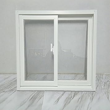 White Aluminum Sliding Window, Chicken Coop Window with Tempered Glass and Screen, 48" W x 36 "H Small Lockable Basement Window, Home Window Replacment for Household Bathroom Mobile Home