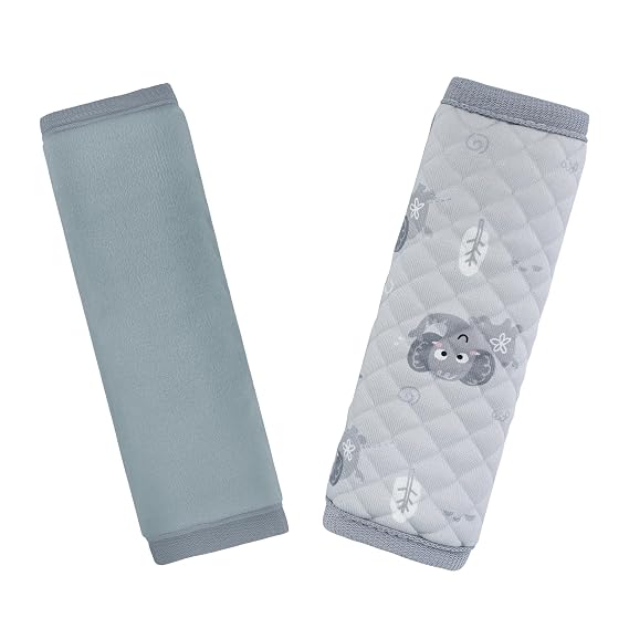 INFANZIA Car Seat Strap Covers for Infants Babies, Soft Carseat Shoulder Pads for Kids, Double-Sided Use Seatbelt Cushion Covers for Stroller, Pushchair & High Chair (Gray)