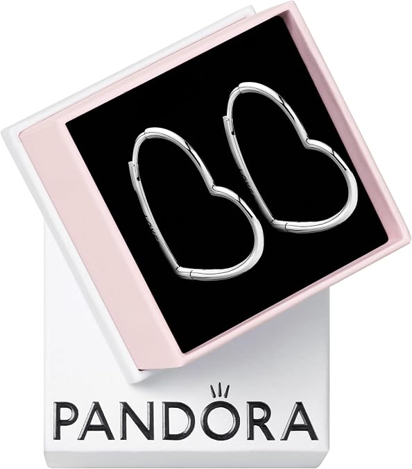 PANDORA Asymmetrical Heart Hoop Earrings