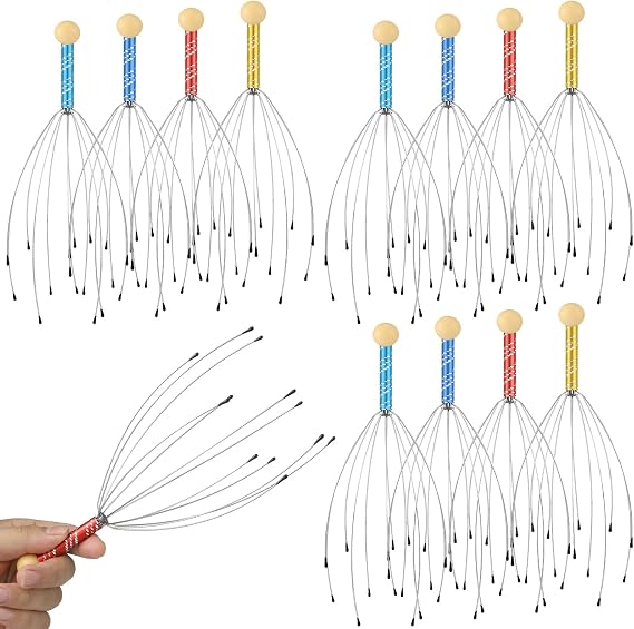 Soaoo 36 Pcs Scalp Massager Head Scratcher Wooden Handle,Multicolor