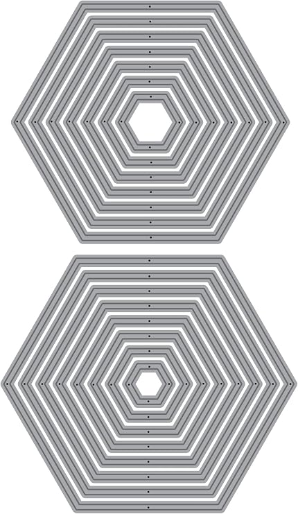 Hexagons, Essentials by Ellen Designer Dies, Layering Stackable Nesting Panels Matting Shape Cutting Die. DIY die cuts for Card Making and Scrapbooking