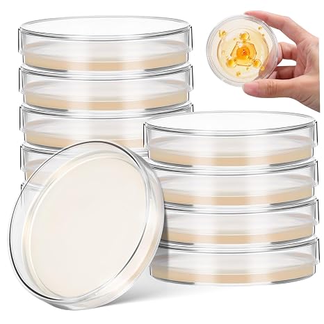 10pcs Prepoured Nutrient Agar Plates Petri Dishes with Thick Agar for Science Experiments Stem Education Microbial Culture Supplies