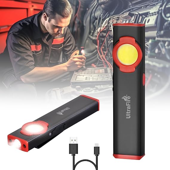 ULTRAFIRE Mini EDC Flashlight, Rechargeable Magnetic Pocket LED Flashlight with Clip, Multi-Function Outdoor, Work and Emergency Equipment Light S2