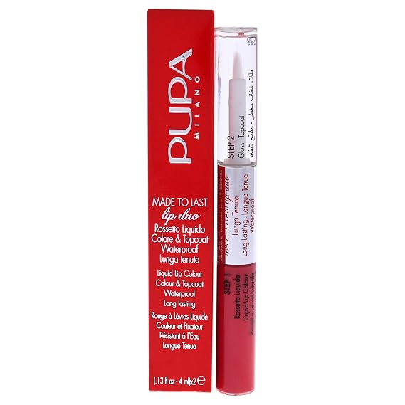 Pupa Milano Made To Last Lip Duo - Smudge-Proof Lip Color And Gloss - Highly Pigmented Shades - One Swipe Color Payoff - Gives Unrivaled Glassy Effect - Long Lasting - 007 Coral Sunrise - 0.13 Oz