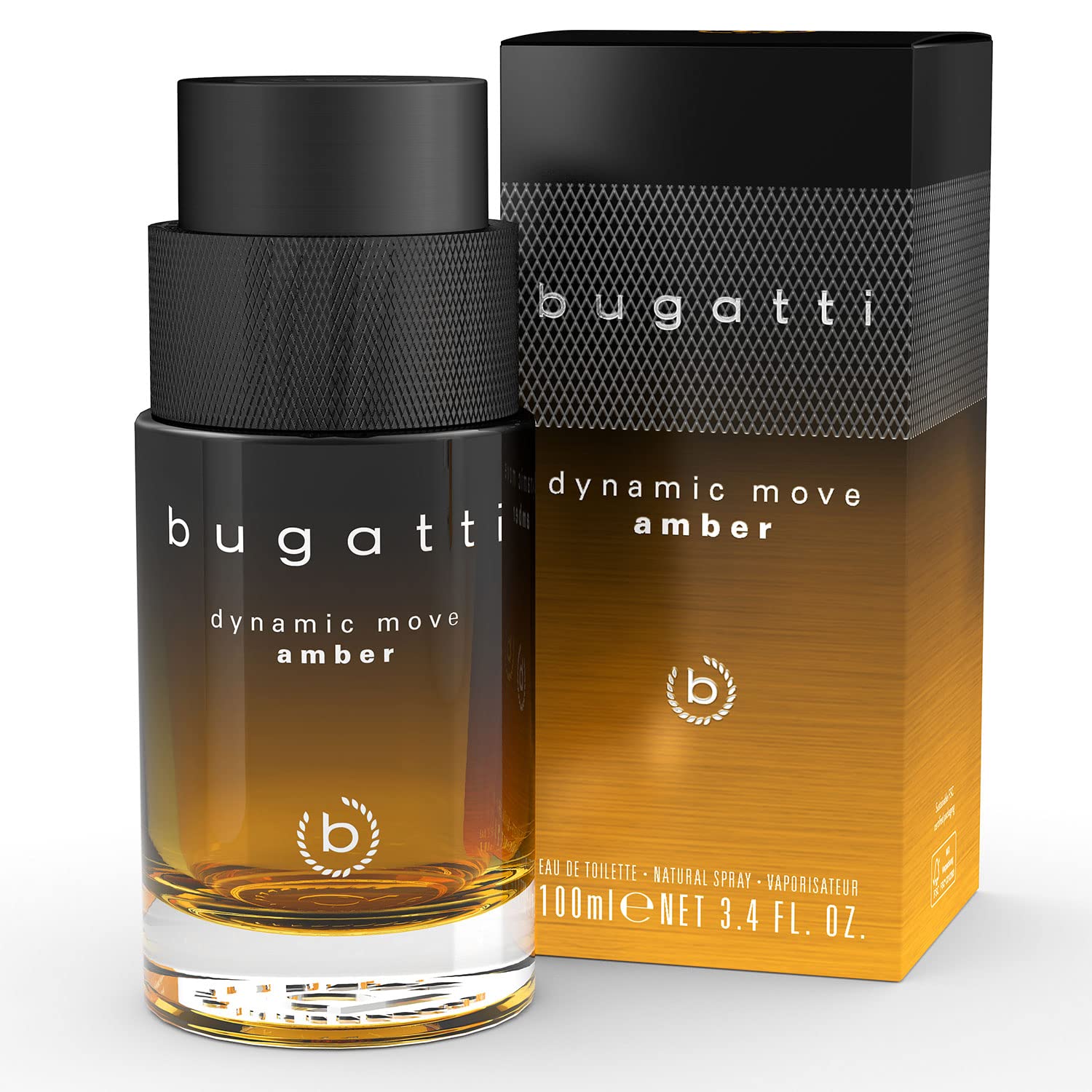 bugatti Perfume Men's Dynamic Move Amber 100 ml I Smoky Warm Eau de Toilette Men I Sensual Strong Combination of Cinnamon Tobacco & Cypriol I Men's Perfume I Dynamic Powdery & Sweetish Sharp