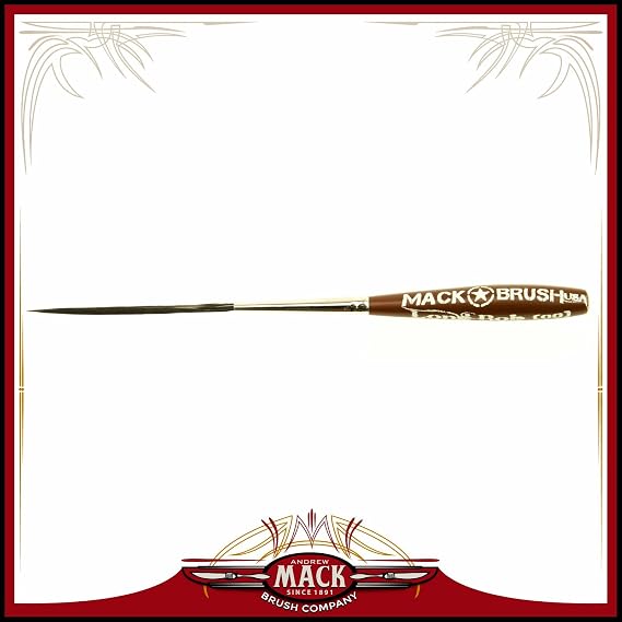 Andrew Mack Size 00 Series Long Bob Pinstriping and Scrolling Brush Black Synthetic & Blue Squirrel Blended 1 3/4" Hair Length