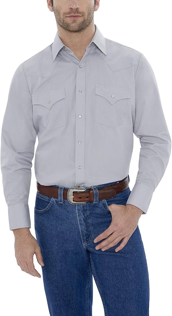 ELY Cattleman Mens Long Sleeve Solid Western Shirt - TallButton Down Shirt