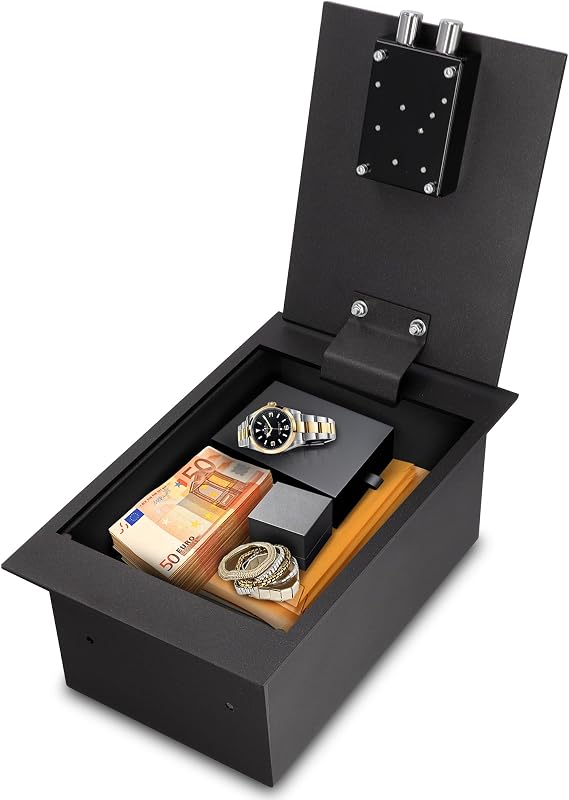 Floor mountable A4 documents fitting Safe with Key Lock - 13,5L Secure Storage - External size 18x42x26cm Home Safe with Key Lock - Floor mounted Heavy Duty Safety - Internal size 17x36x22cm