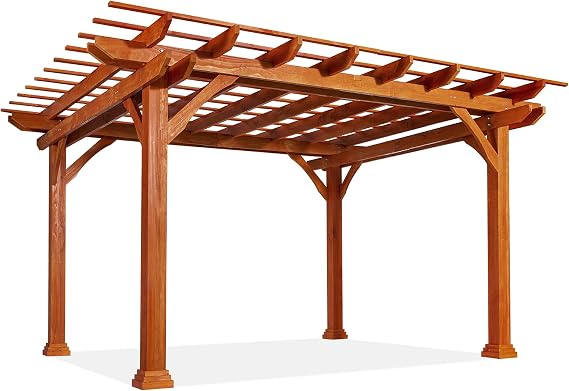 U-MAX Outdoor Pergola 12'x10' Wood Pergola Gazebo with Durability, Stability, Structure, Snow and Wind Supported, Corrosion Resistance for Patio Deck Garden