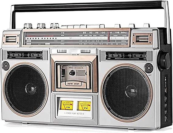 Retro Boombox CD Tape Player with Bluetooth, FM/DAB+ Radio, USB Recording & Cassette Recorder - Classic 80s Style for Family Gatherings and Travel