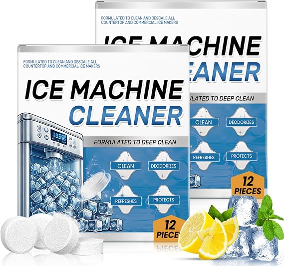 Ice Machine Cleaner Maker Descaler - 24 Clean Tablets for Ice Makers - Bulk 1 Year Supply, Helps Remove Hard Water and Mineral Buildup for Great-Tasting Ice