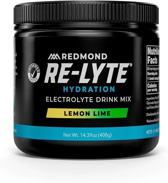 REDMOND Re-Lyte Sugar Free Electrolyte Powder Drink Mix (Lemon Lime) | Zero Sugar Electrolytes, Hydration Powder