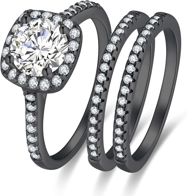 CEJUG Cubic Zirconia Wedding Rings for Women Bridal Ring Set Engagement Bands Halo 2.0Ct Cz Size 4-12