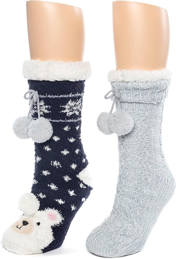 Cuddl Duds Ladies Super Soft 2 Pair Pack Multipack Animal Lounge Socks