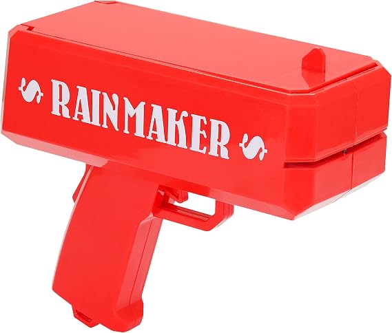 Fairly Odd Novelties Rainmaker Money Gun Make It Rain - Perfect For Bachelor Bachelorette White Elephant Birthday Parties, Red.