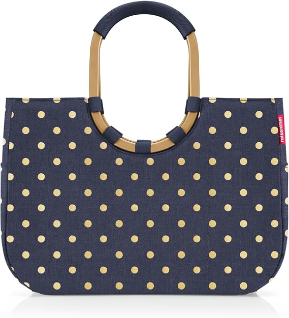 reisenthel Loopshopper L - Sturdy bag with practical compartments made from recycled PET bottles - charming and water-repellent design, Frame Metallic Dots Blue, L