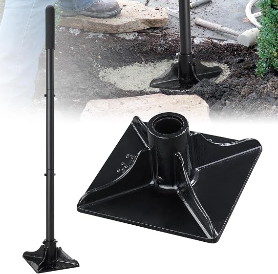 Steel Tamper Tool, Heavy Duty Garden Ground Steel Tamper Tool Kit Long Handle 58 Inch, 8x8 Square Dirt Hand Tamper Landscaping Garden Tools for Leaving Soil, Sand, Gravel, Asphalt, Driveway