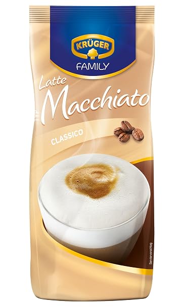 KRÜGER Family Latte Macchiato Flavoured Drink Powder with Soluble Coffee Caffeinated 500g Bag