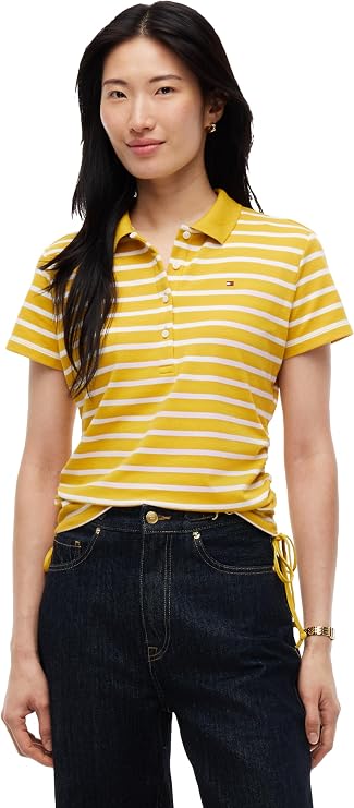 Tommy Hilfiger Women's Cotton Pique Short Sleeve Polo Shirt in Classic Fit with Stretch