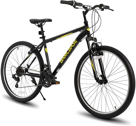 HH HILAND 27.5 Inch Mountain Bike, Mens Womens MTB with 21 Speeds, High-Tensile Steel Frame Bike, V Brake, Hardtail Bicycle for Adult Black