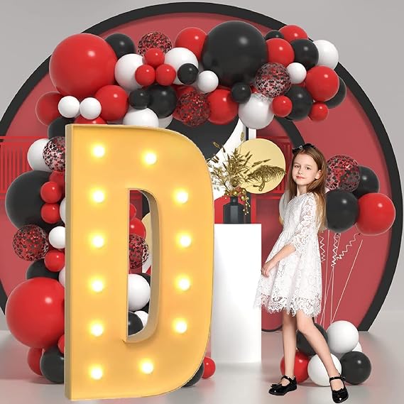 ​​Large Marquee Light Up Letters & Numbers 2.3FT/3.3FT/4FT: Giant Foam Board Mosaic Balloon Frame Letters for Wedding, Anniversary, Party(Letter D,2.3ft)