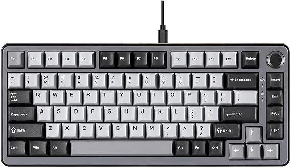 YUNZII RT75 Rapid Trigger Wired Gaming Keyboard,Hall Effect Magnetic Switch,Adjustable Actuation Esports,75% TKL Layout with Knob,RGB Backlit, PBT Keycaps for Mac/Win (Black, Magnetic Switch)