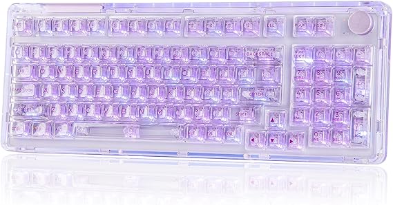 KiiBoom Phantom 98 Crystal Mechanical Gaming Keyboard, Shine Through Keycap