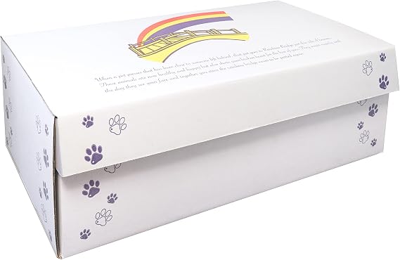 Mainely Urns Eco-Friendly Rainbow Bridge Pet Casket with Liner, Pillow, and Padding for Cats and Small Dogs 10 to 25 lbs; Secure Biodegradable Design for Burial, Transport, or Cremation Preparation
