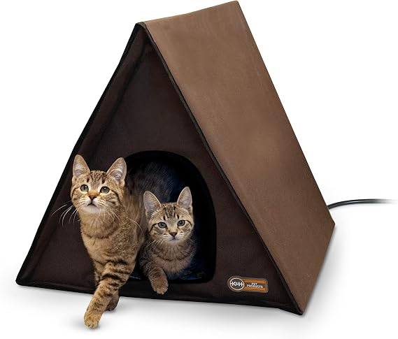 K&H Outdoor Cat House Heated Multi-Kitty A-Frame Shelter, Safety Listed 20W