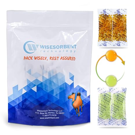 Wisesorb 3g 100Pcs Silica Gel Orange Indicating (Orange to Green) Silica Gel Packets Food Grade Desiccant Packs Dehumidifier - Silica Packets, Moisture Absorbers