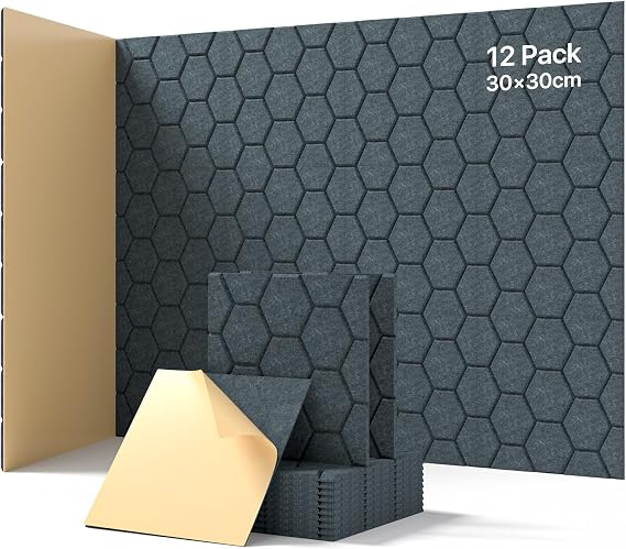 Soundsbay Acoustic Panels Self-Adhesive, 12 Pack Sound Proofing Panels