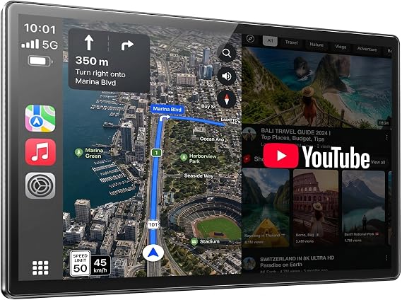 LAMTTO 11'' Carplay Screen for Car with YouTube/TikTok, Backup Camera