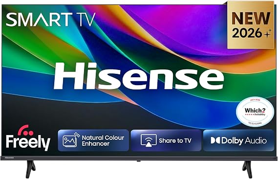 Hisense 40" 40E4STUK LED Full HD Smart TV with Freely, Netflix, Disney+ and YouTube - Natural Colour Enhancer, Dolby Audio, Share to TV, Noise Reduction, Game Mode, DTS Virtual: X, Smart Home Ready