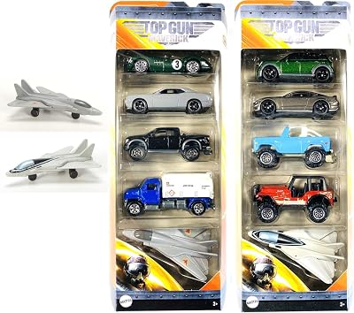 Maverick Top Gun Jet Wing Car Collection  Jeeps Mustang Vehicle 5-Pack  Petrol Truck & Legacy Aston Martin Rides for unisex