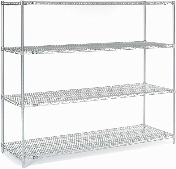 Nexel Wire Shelving, Poly-Z-Brite, 54" W X 18" D X 63" H