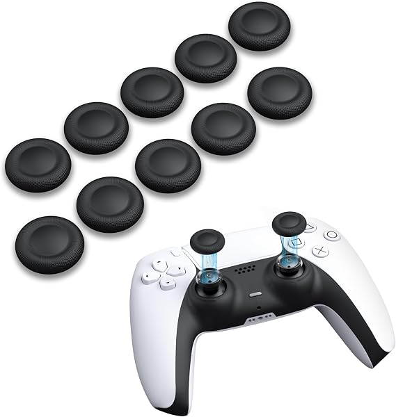 NEWDERY PS5 Controller Replacement Stick Cap 10-Piece Kit PS4 Controller/PS5 Controller/PS5 Controller Edge Handle Replacement Joystick Cap Accessories Dust Prevention Full Protection Comfortable Grip