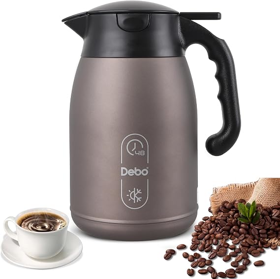 Thermal Coffee Carafe 56oz Large Capacity,Double-Walled Vacuum Insulated Stainless Steel Coffee Pot & Hot Beverage Server,BPA-Free,Keeps Hot Coffee Warm for Hours,Leak-Proof Design(Oatmeal)