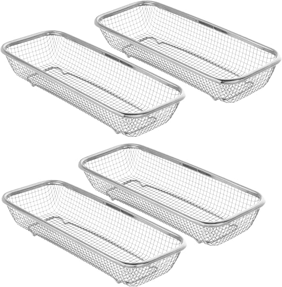 4Pcs Dishwasher Baskets, Stainless Steel Mesh Drain for Kitchen Small Items, Silverware Utensil Organizing for Chopsticks,Knives,Scoops