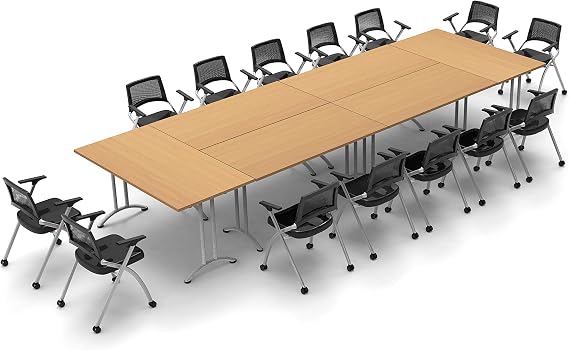 14 Person Conference Tables Folding Meeting Seminar Classroom Model 7311 20pc Color Beech. Tables & Chairs can fold for Storage (Tables & Seating Included).
