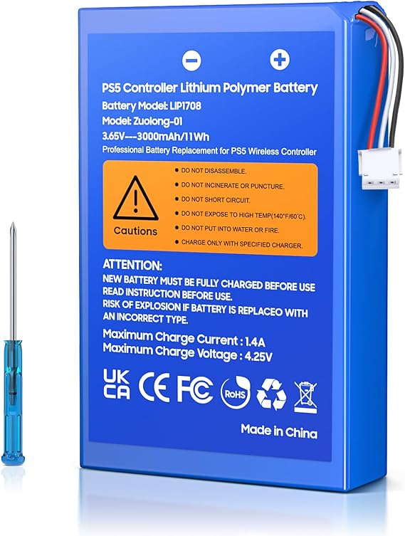 3000mAh PS5 Controller Battery, Rechargeable PS5 Battery Pack, DualSense Batteries Replacement for PlayStation 5 Controller (Not for PS 5 DualSense Edge)