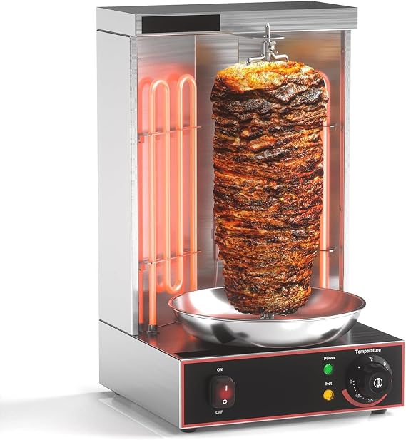Vertical Rotisserie Shawarma Machine, 50-300C Stainless Steel Grill Rotating Oven, 2400W Electric Doner Kebab Machine for Commercial and Home Use,110V