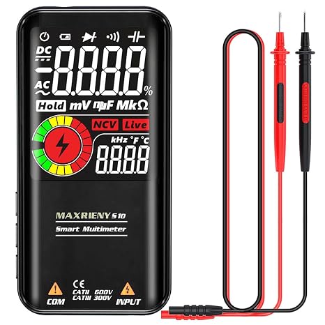 Digital Multimeter Smart Voltmeter Ohmmeter Measure Voltage Resistance Continuity Capacitance Duty-Cycle TRMS Auto-Ranging Electrical Tester