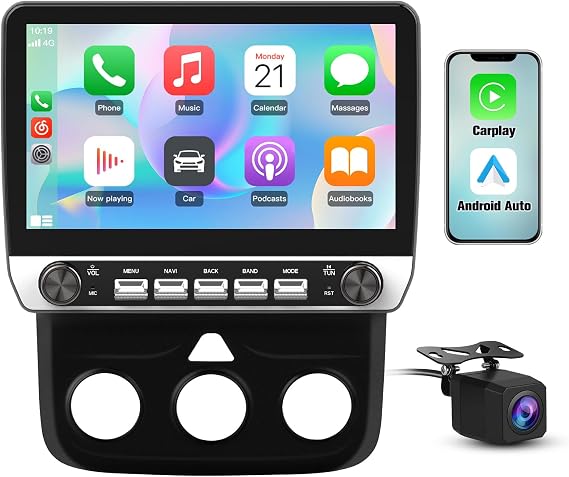 AWESAFE Android Radio for Dodge Ram 1500 2500 3500 2013-2018, Ram 1500 Car Stereo Replacement Touch Screen Radio with 5GWiFi CarPlay Android Auto (for Manual AC only)