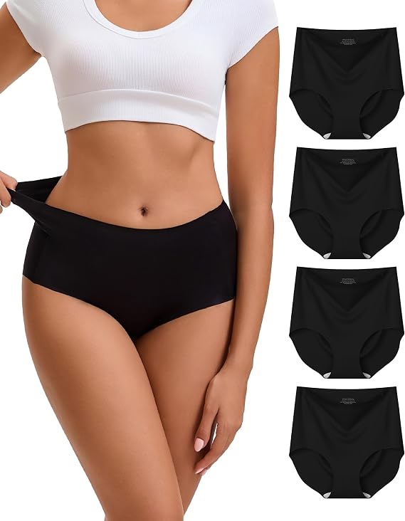 INNERSY Seamless Knickers for Women High Waisted Ladies Full Briefs 4 Pack