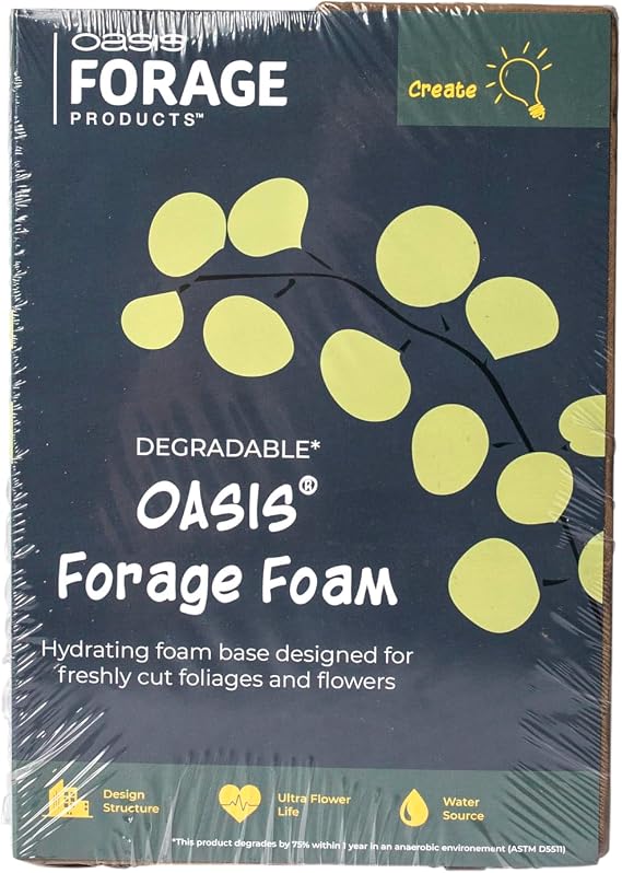 Oasis Forage Floral Foam | Securely Holds Stems in Place | Degradable | Superior Hydration for Freshly Foraged Botanicals | Dark Brown | Pack of 2 Bricks