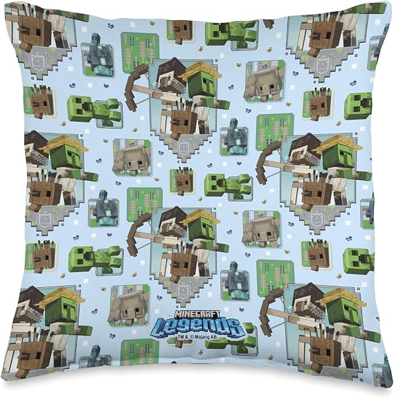 Minecraft Legends Mob Panels Pattern Wallpaper Throw Pillow