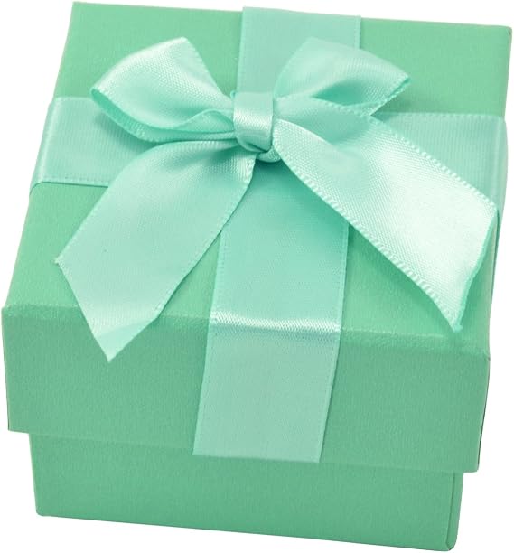 Paialco 2.2" Small Gift Wrap Box Green Cross Ribbon with Bow Package for Jewelry