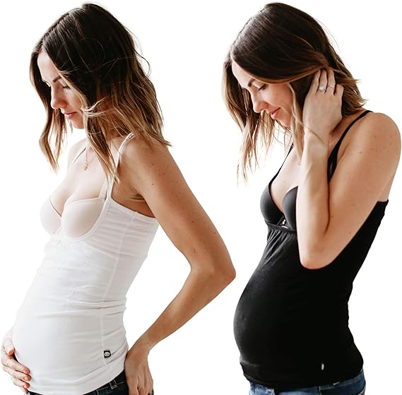 Naked Nursing Tank The Open Busted Breastfeeding Tank Top 2 PackBlack and White